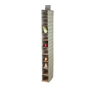 10-Tier Hanging Shoe Shelf, Bamboo & Canvas