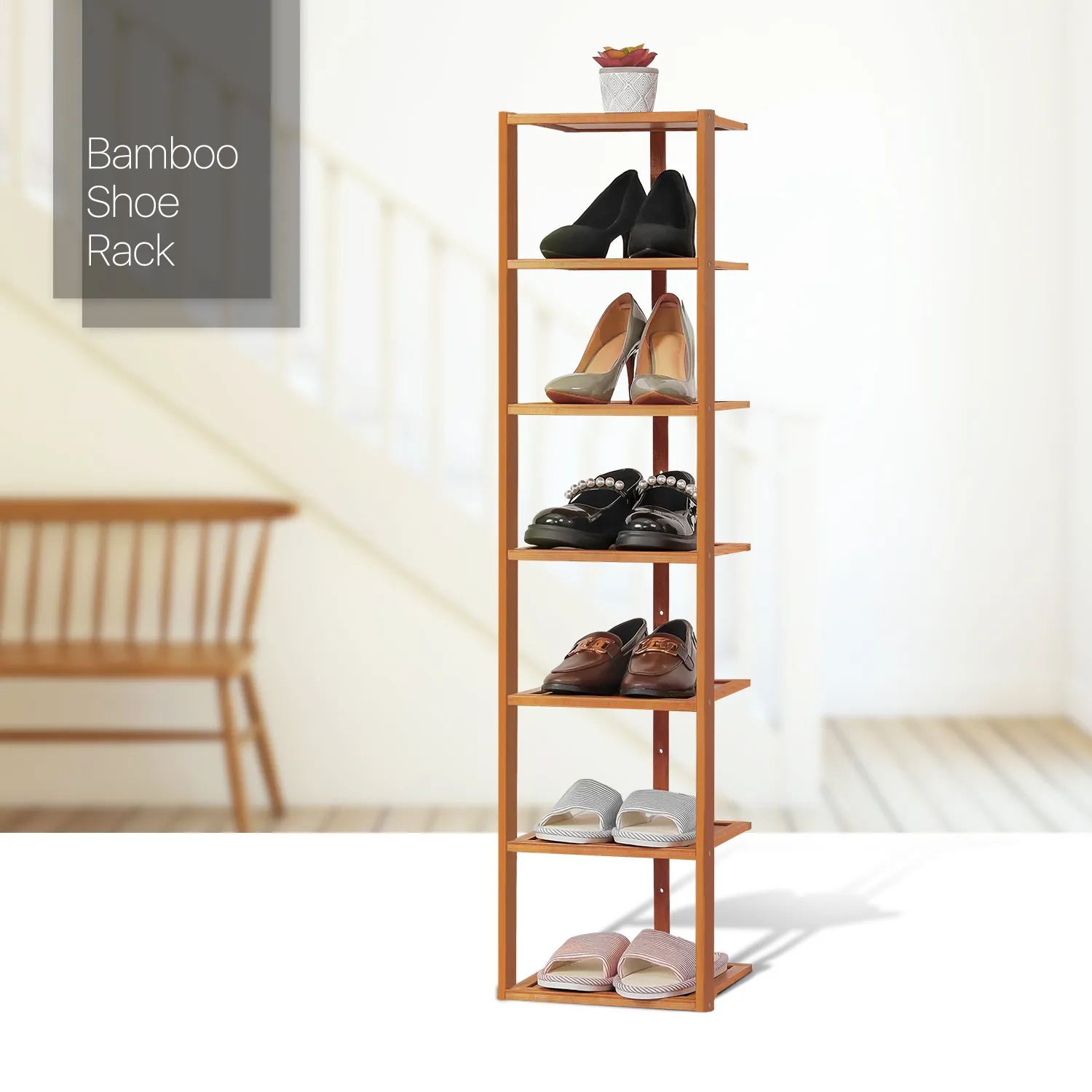 11" Single Stand Shoe Rack - Brown