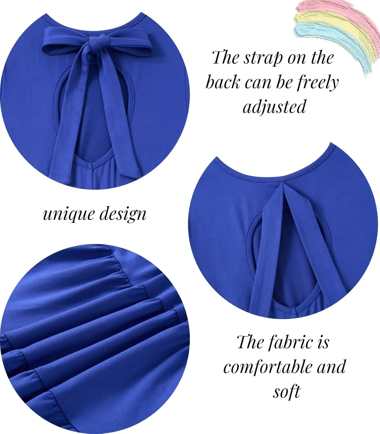 3-7 Years Girls Summer Dresses Tie Back Short Sleeve Ruffle Tiered Twirly Casual Midi Sundress
