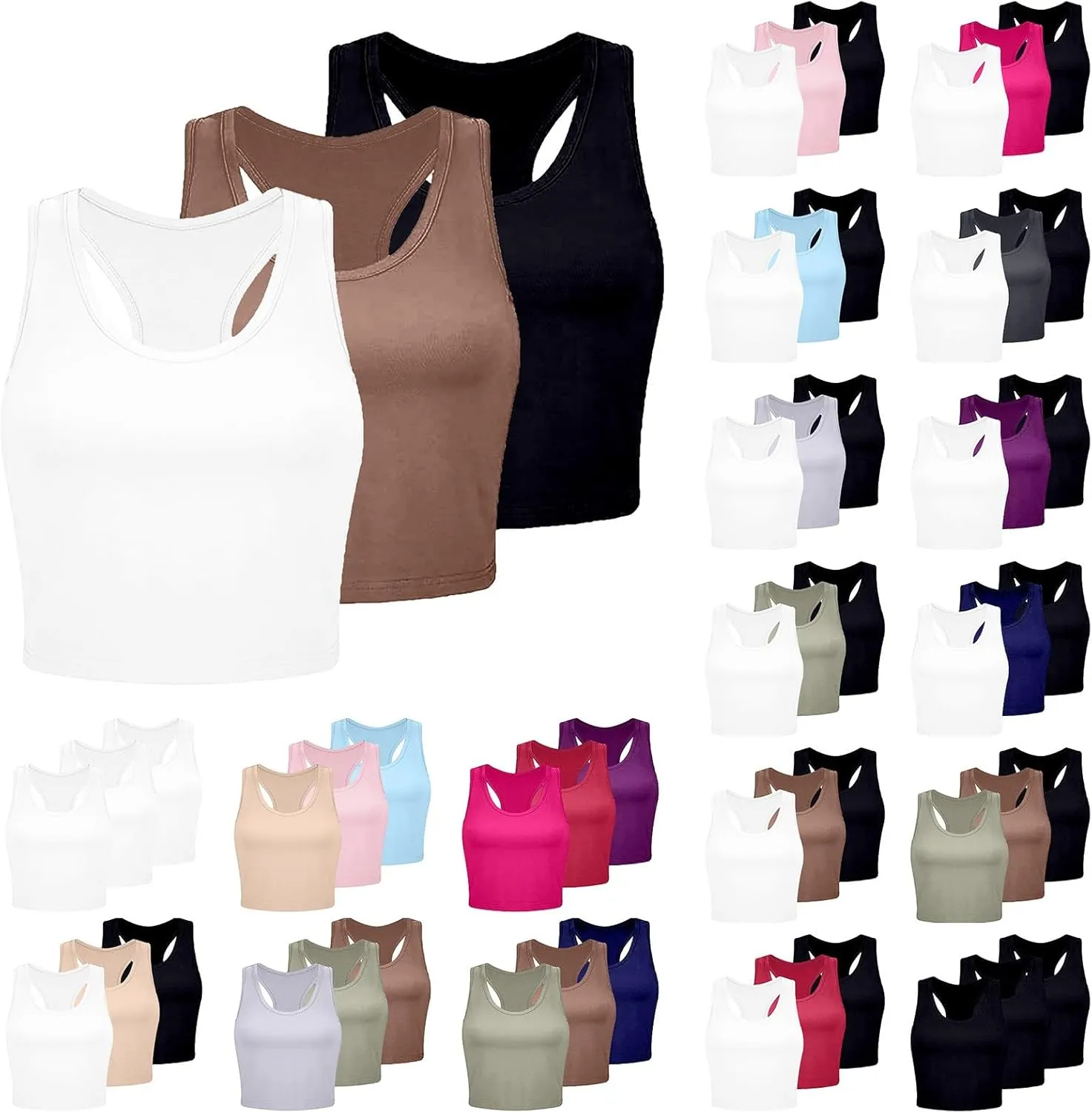 3-Pack Camisole Tops for Women with Bra 2024 Seamless Sports Bra Wireless Yoga Bra Running Sleeveless Gym Tank Tops Pink