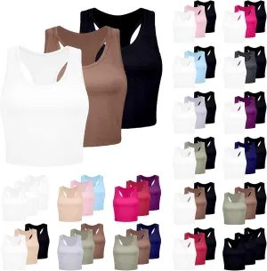 3-Pack Camisole Tops for Women with Bra 2024 Seamless Sports Bra Wireless Yoga Bra Running Sleeveless Gym Tank Tops Pink