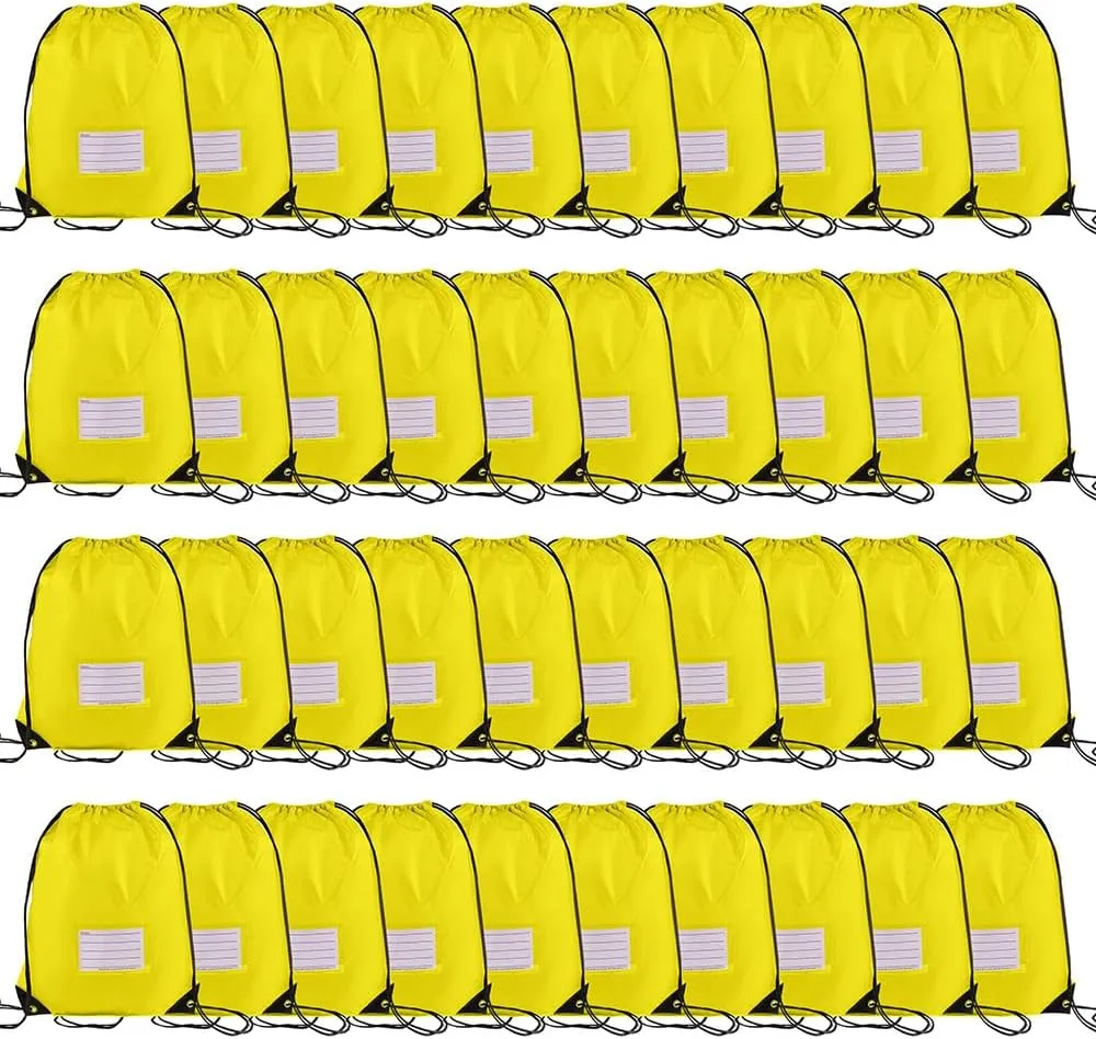 40 Pcs Drawstring Bags,Bulk Draw String Backpack, DIY Gym Sports Cinch Bag Sackpack for Women Men, Yellow