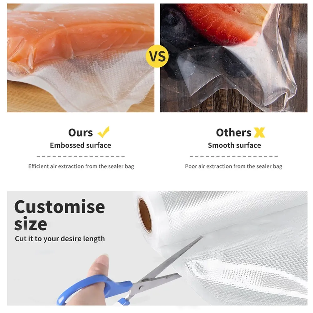 5 Roll Vacuum Food Sealer Bags | Saver Seal Rolls | Commercial Heat Grade | 25cm x 6m