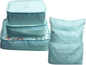 6 Pack Packing Cubes Compression - Travel Cubes for Carry on Suitcases - Travel Storage Bags, Luggage Organizer with Laundry Pouch, Travel Packing Organizers Bag for Clothes Storage Bag - Blue