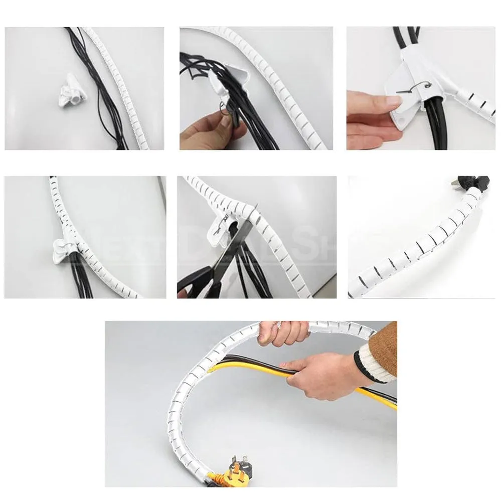 6.56 ft Flexible Spiral Cable Wrap - No More Messy Cables