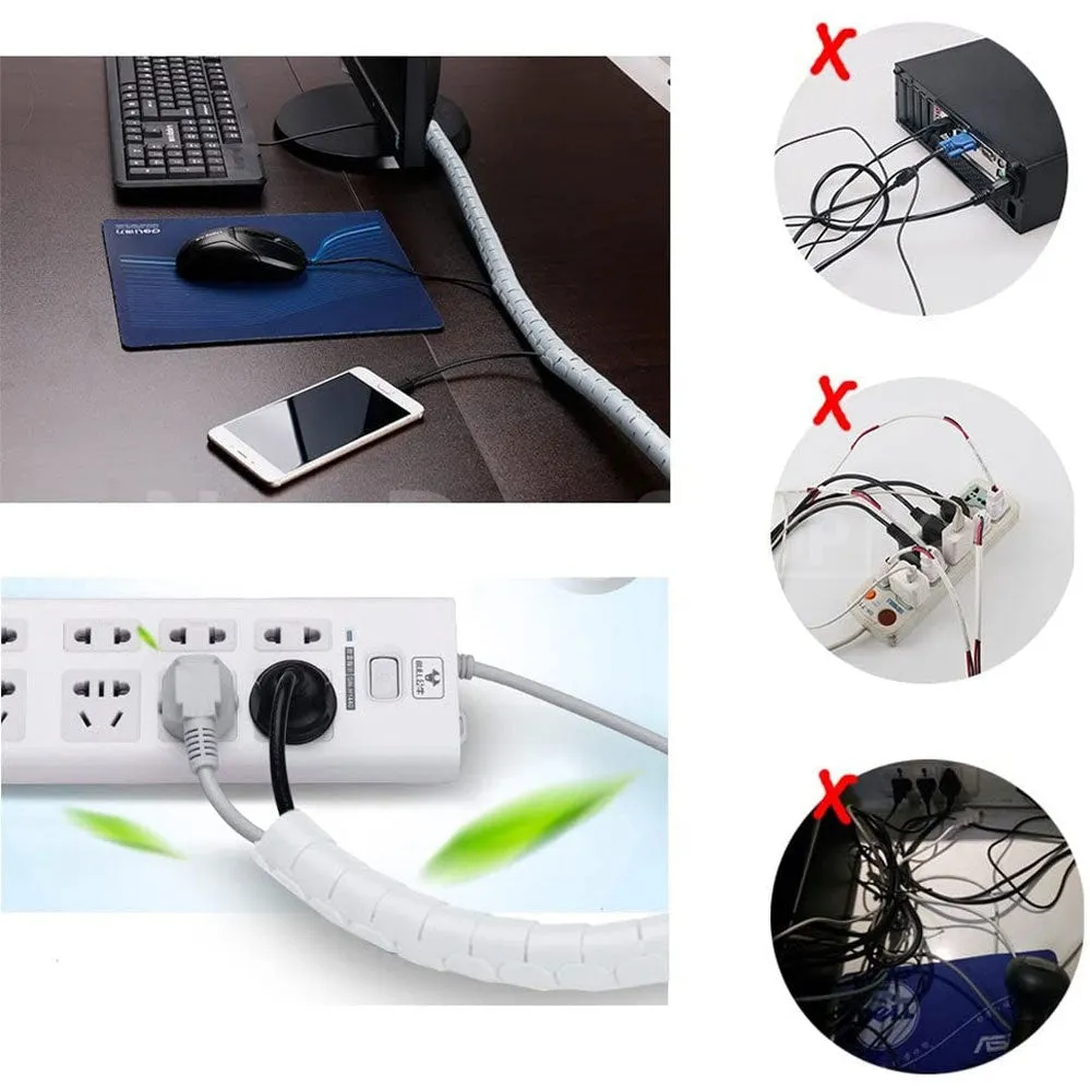 6.56 ft Flexible Spiral Cable Wrap - No More Messy Cables