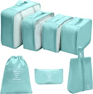 7Pcs/Set Luggage Bags for Travel Waterproof Packing Cube Storage Bags for Suitcases with Drawstring Bags