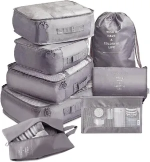 8 Set Packing Cubes with Portable Shoe Bag, Travel Underwear Storage Bag, and Makeup Bag for Suitcases Organizer Bags Set, Carry On Suitcase Luggage Organizers (Grey)