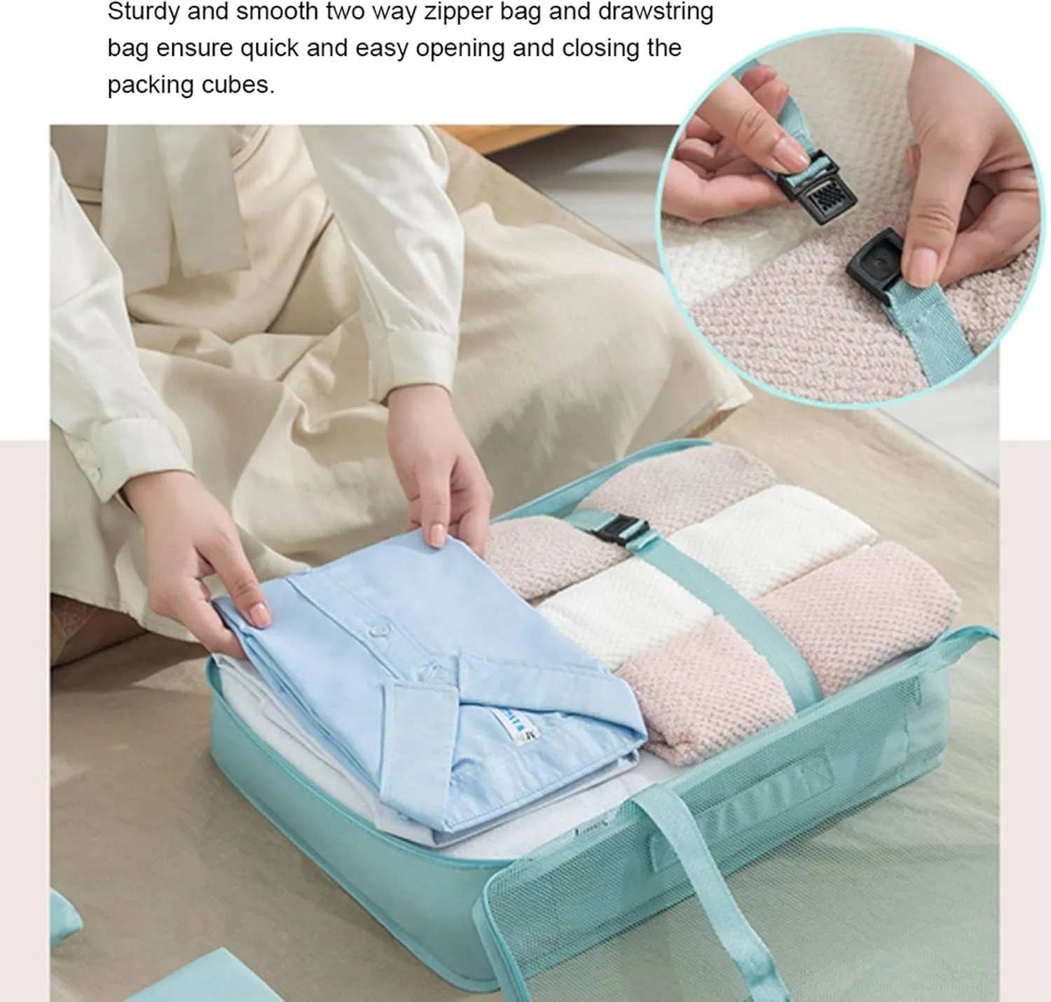 8 Set Packing Cubes with Portable Shoe Bag, Travel Underwear Storage Bag, and Makeup Bag for Suitcases Organizer Bags Set, Carry On Suitcase Luggage Organizers (Light