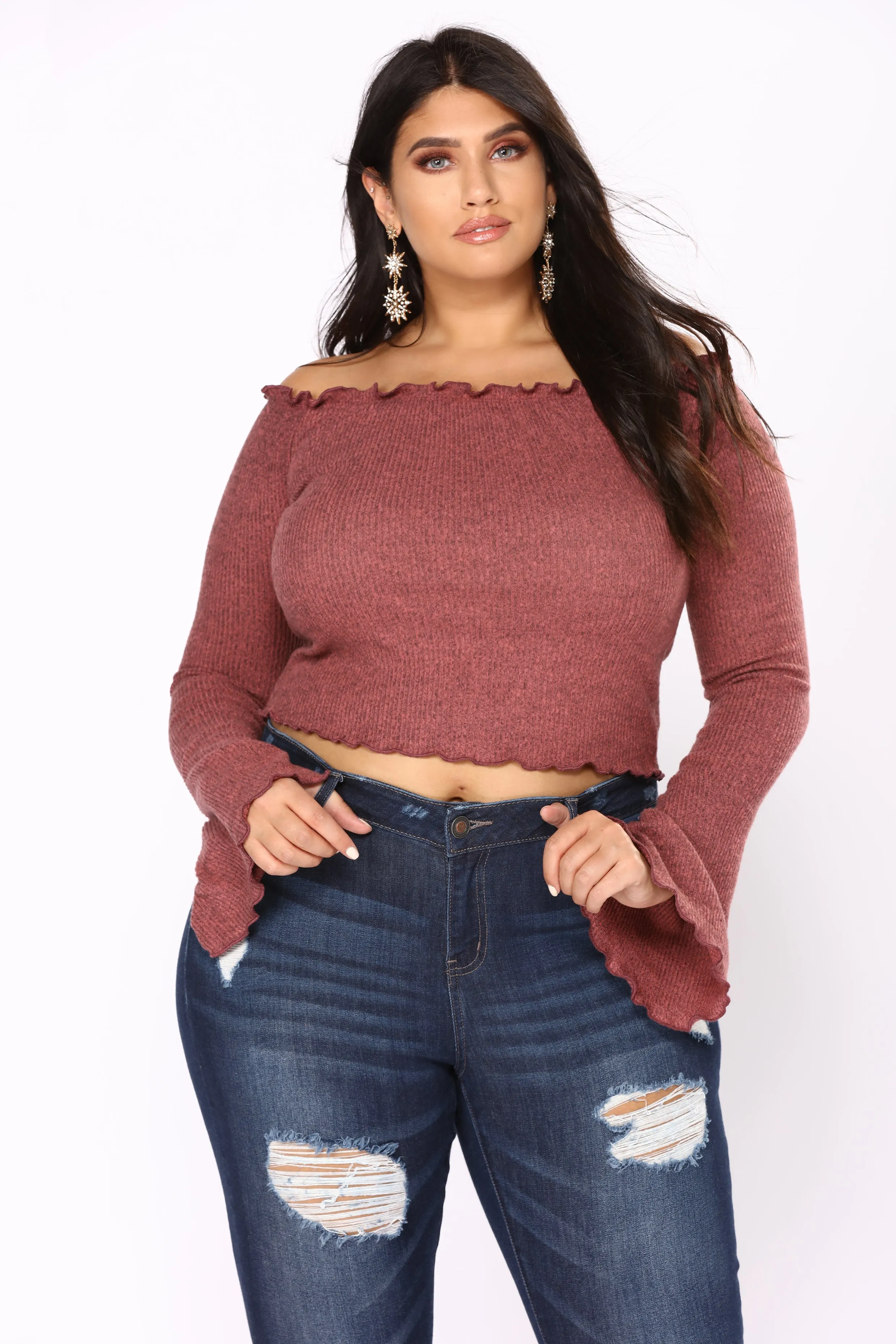 A Whole Lot Off Shoulder Top - Mauve