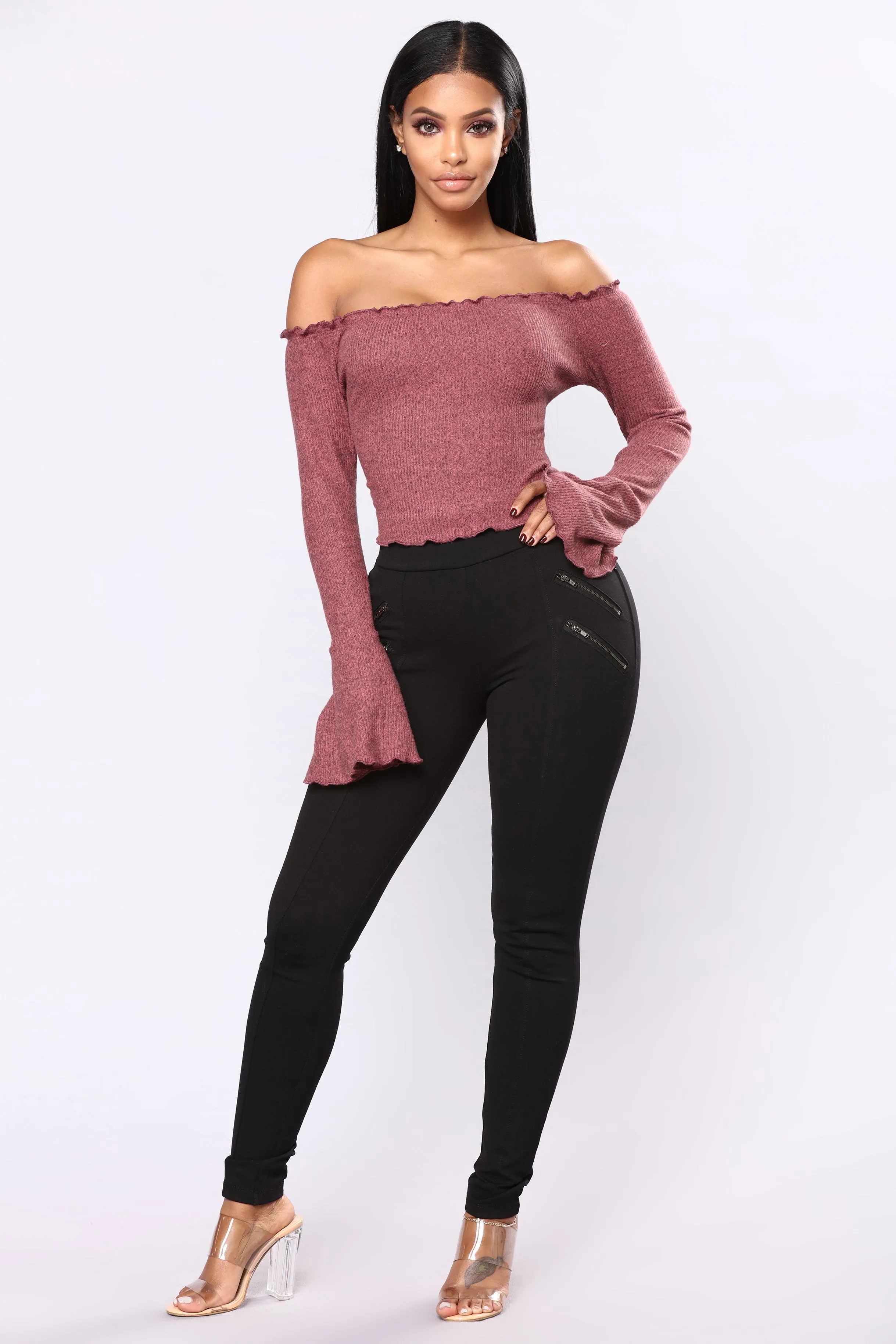 A Whole Lot Off Shoulder Top - Mauve