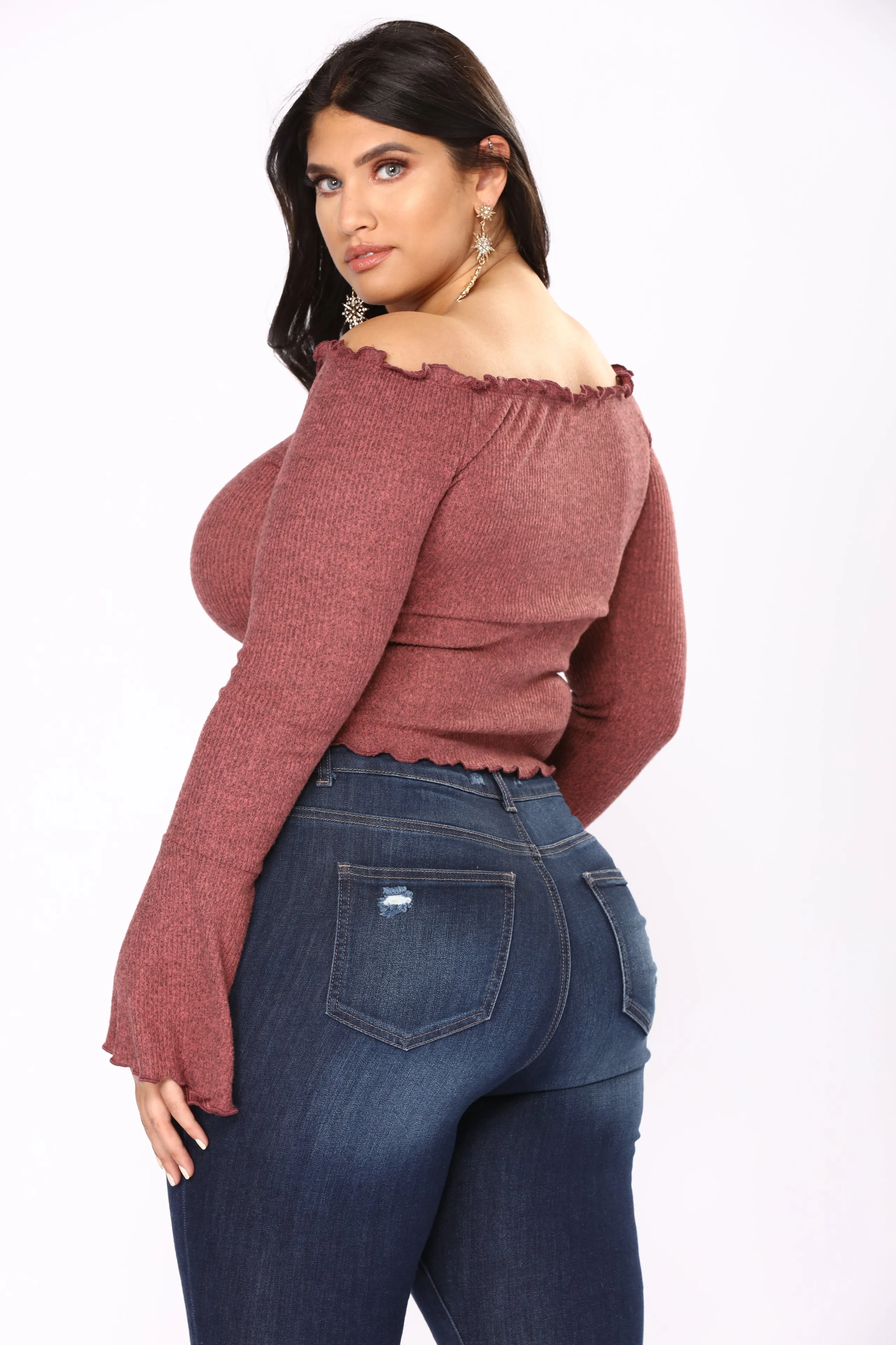 A Whole Lot Off Shoulder Top - Mauve