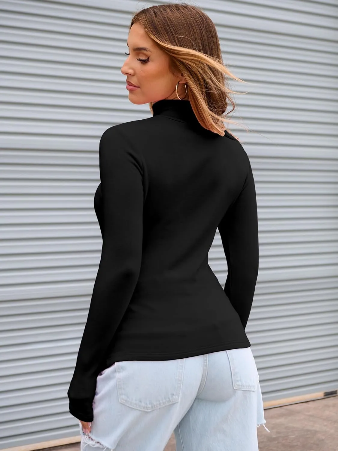 Abardsion Women's Long Sleeve Mock Turtleneck Shirts 2025 Fleece Lined Base Layer Slim Fit Thermal Underwear Tops