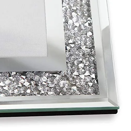 Afuly Glass Picture Frame 8x10 Silver Sparking Photo Frame for Wall Hanging and Tabletop Display