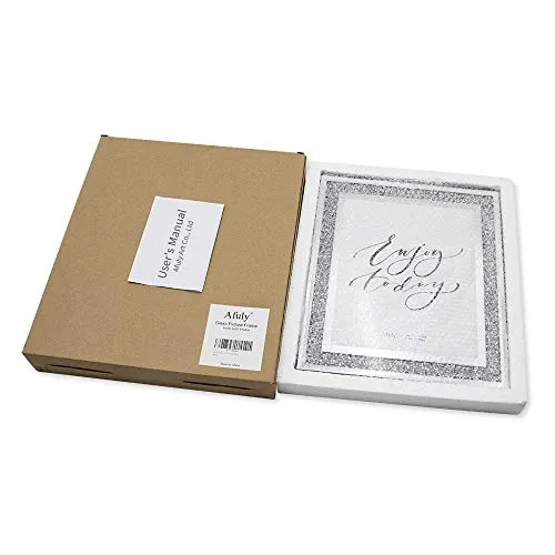 Afuly Glass Picture Frame 8x10 Silver Sparking Photo Frame for Wall Hanging and Tabletop Display