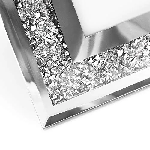 Afuly Glass Picture Frame 8x10 Silver Sparking Photo Frame for Wall Hanging and Tabletop Display