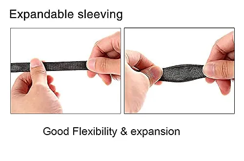 Alex Tech 10ft - 1/2 inch Split Sleeving and 100ft - 1/4 inch Expandable Sleeving Black