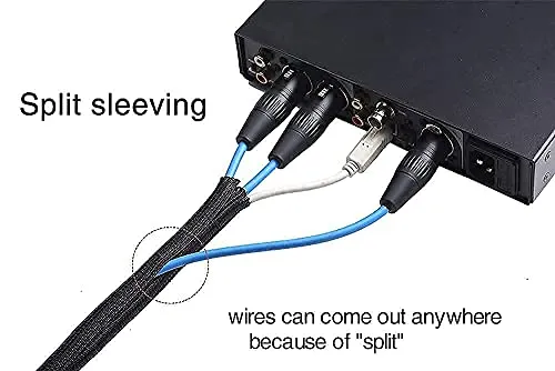 Alex Tech 10ft - 1/2 inch Split Sleeving and 100ft - 1/4 inch Expandable Sleeving Black