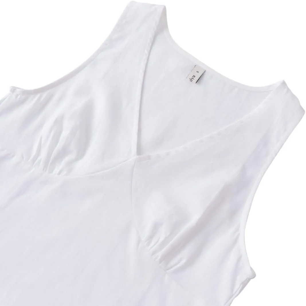Amazhiyu Women's 100% Linen Summer V Neck Sleeveless Tank Tops Ties Back Casual