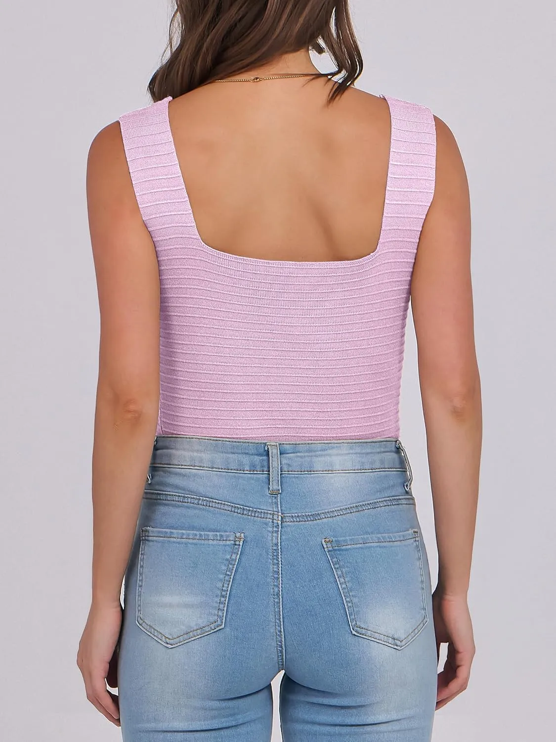ANRABESS Tank Tops for Women 2025 Summer Square Neck Rib Knit Sleeveless Basic Slim Fit Shirts Casual Top Trendy Outfits