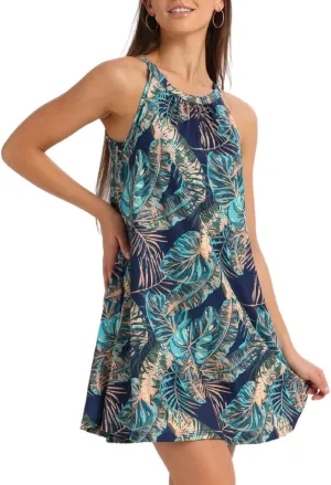 ANYFITTING Summer Dress with Built in Bra Casual Beach Sundress Flowy Halter Mini Short Dresses for Women 2025