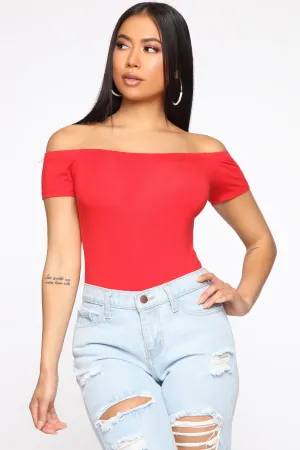 Autumn Off Shoulder Bodysuit - Red