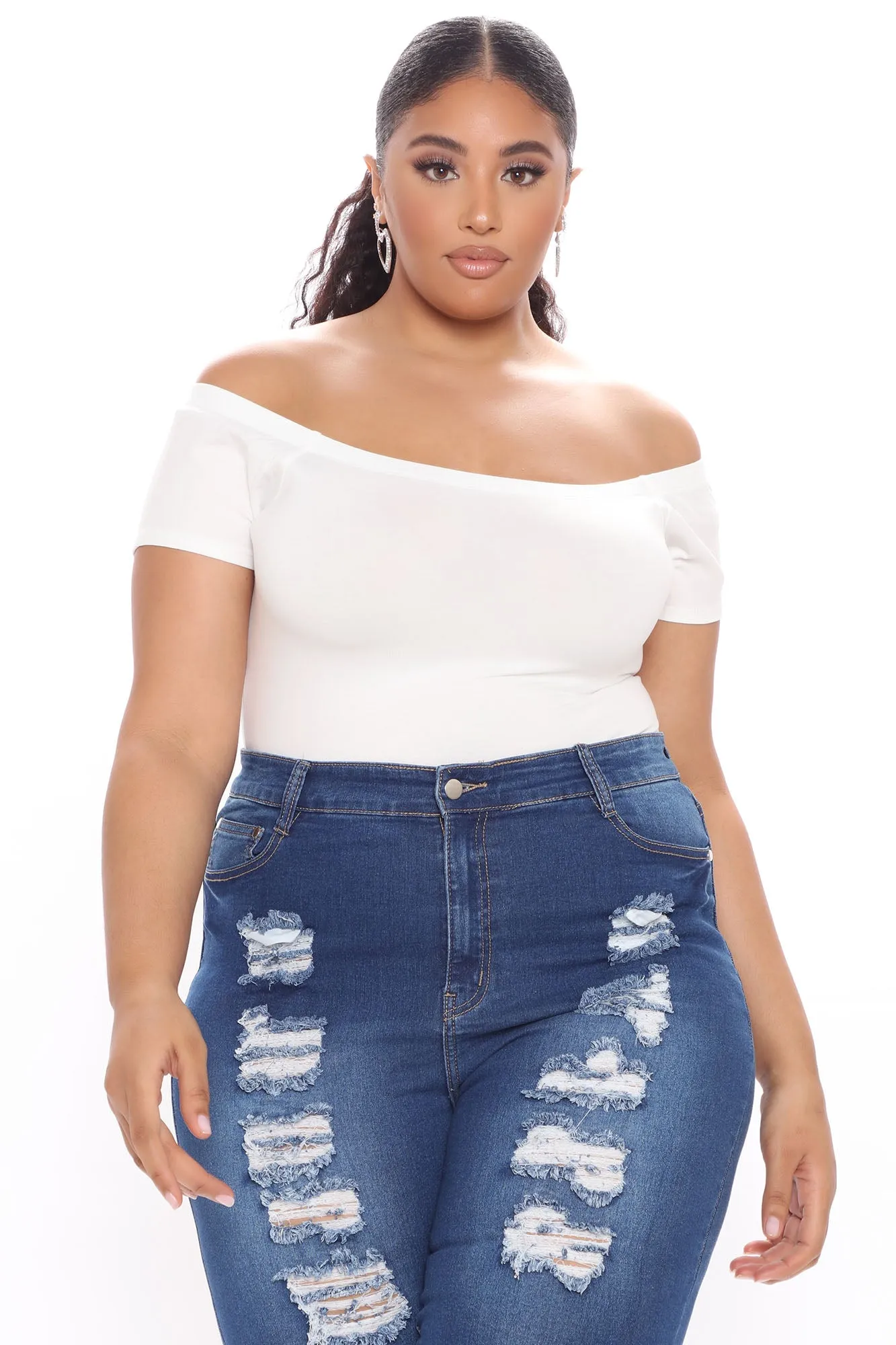 Autumn Off Shoulder Bodysuit - White