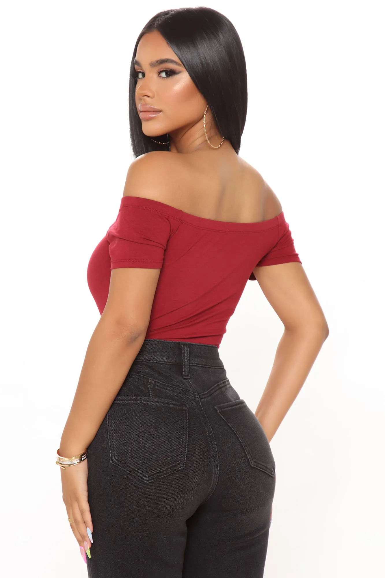 Autumn Off Shoulder Bodysuit - Wine