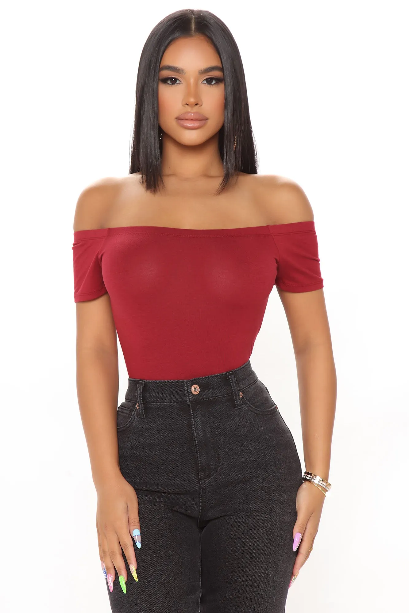 Autumn Off Shoulder Bodysuit - Wine