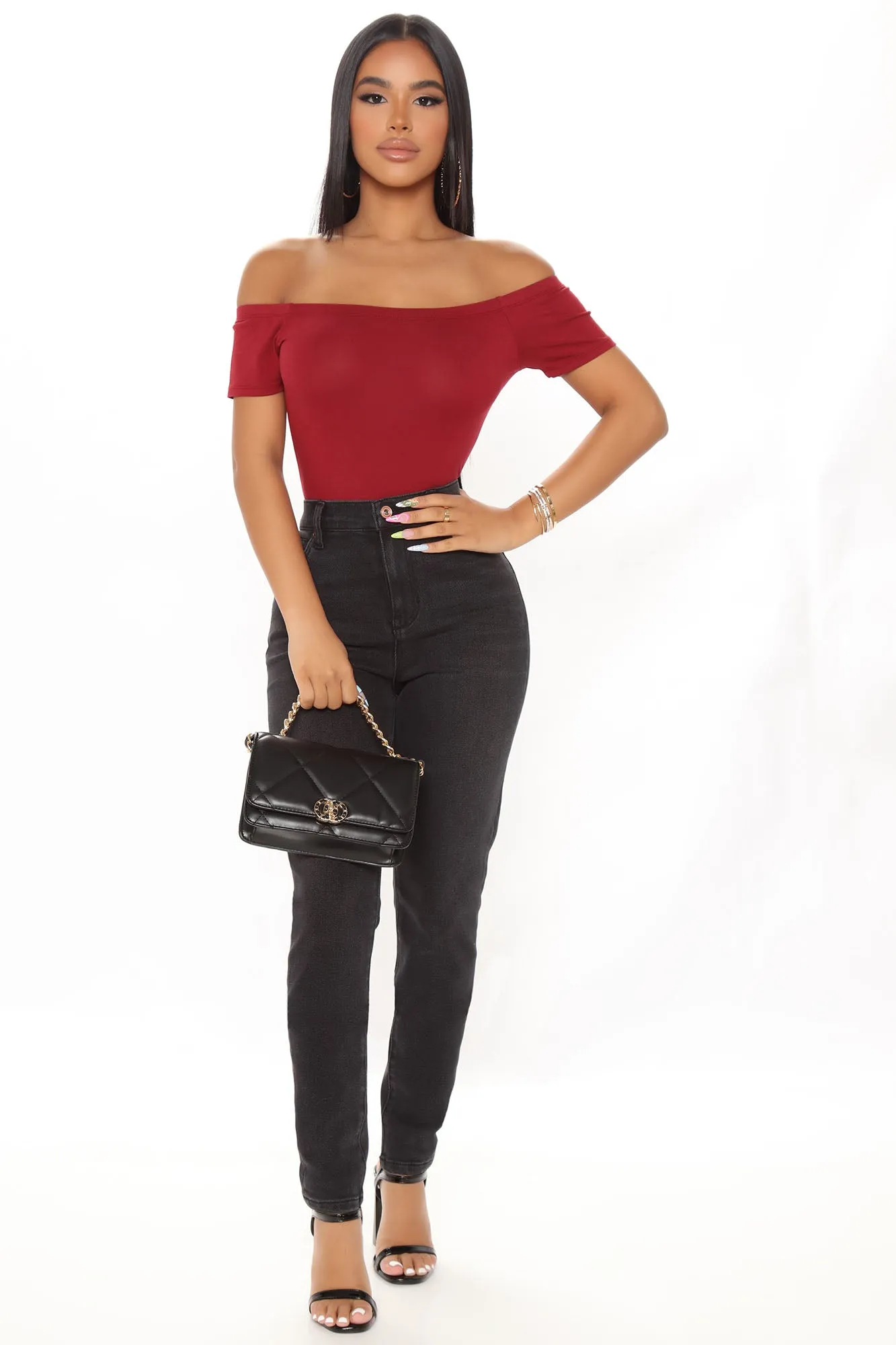 Autumn Off Shoulder Bodysuit - Wine