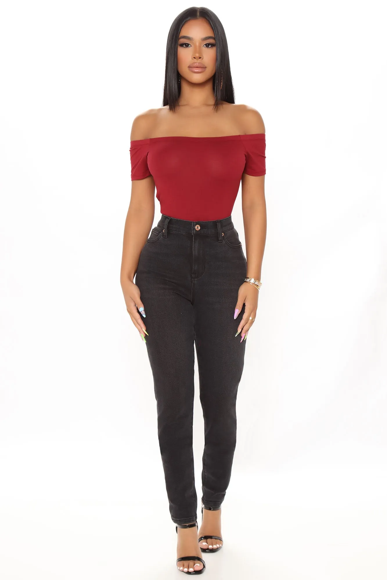 Autumn Off Shoulder Bodysuit - Wine