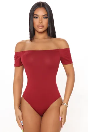 Autumn Off Shoulder Bodysuit - Wine