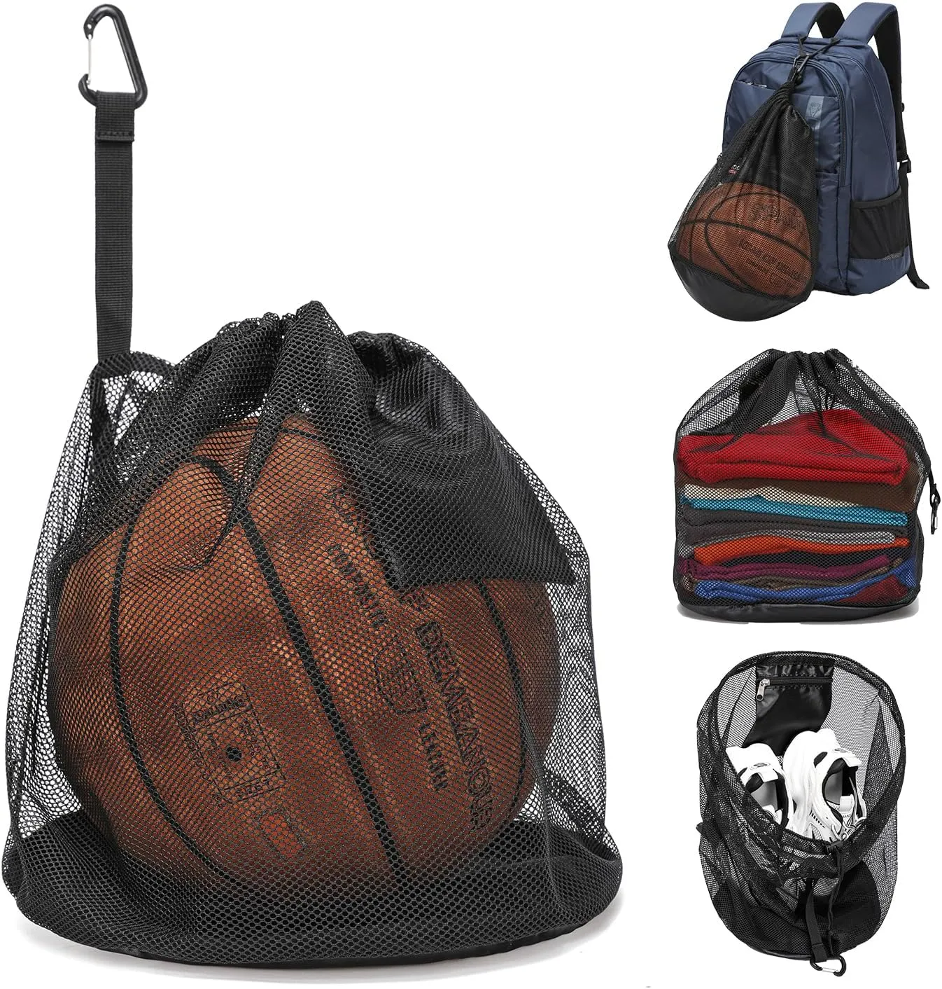 Basketball Backpack External Mesh Ball Bag - Single Ball Storage Bag - Sports Equiment Mesh Bags for Carrying Basketball Volleyball Soccer Football, Pickleball Ball Bag