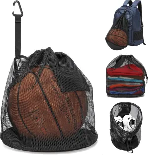 Basketball Backpack External Mesh Ball Bag - Single Ball Storage Bag - Sports Equiment Mesh Bags for Carrying Basketball Volleyball Soccer Football, Pickleball Ball Bag