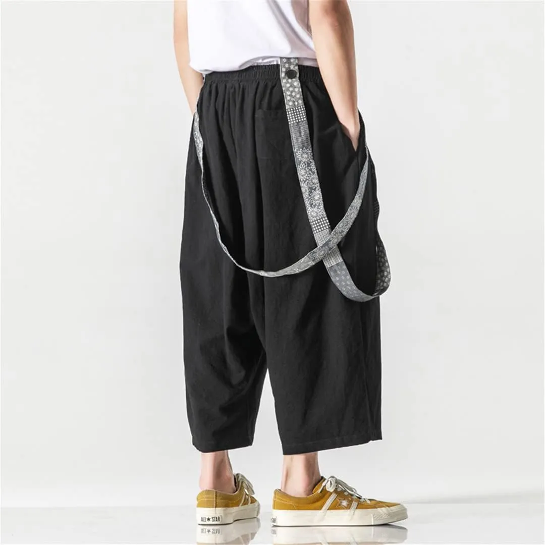 Bciopll Mens Harem Pants Streetwear Big Size Jogging Cotton Linen Pants Retro Overalls Loose Casual Trousers