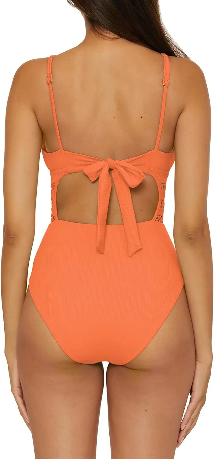 BECCA Women's Modern Edge One Piece Swimsuit, Adjustable, Bathing Suits