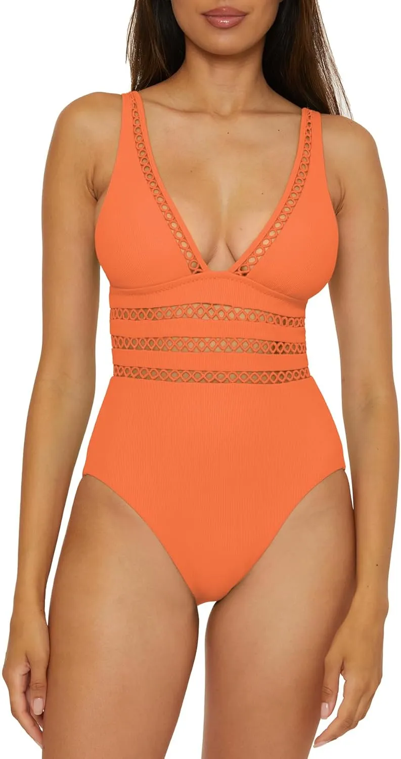 BECCA Women's Modern Edge One Piece Swimsuit, Adjustable, Bathing Suits