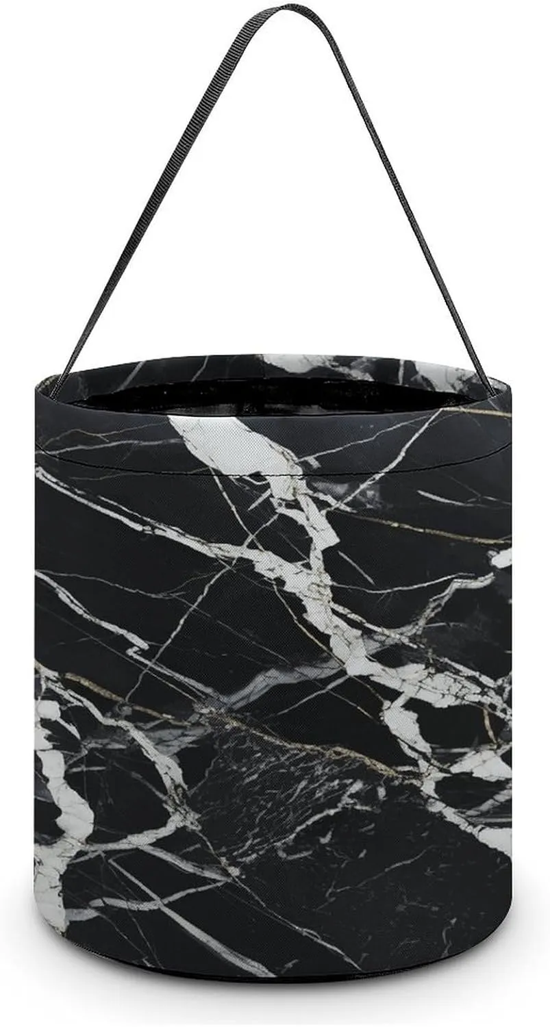 Black And White Marble Halloween Tote Candy Bag Candy Basket Candy Bucket Gift Bag for Halloween Party