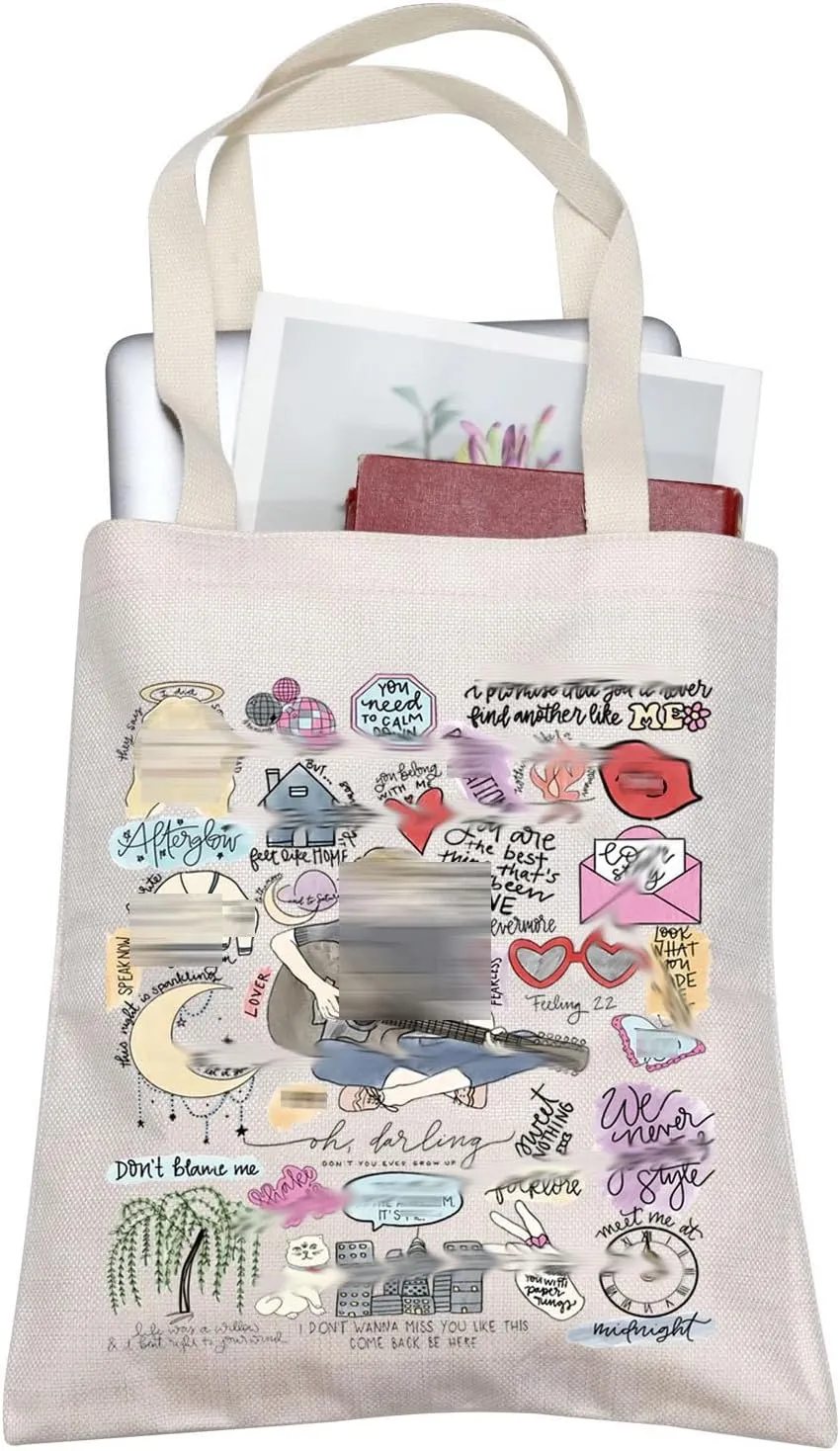 BLUPARK Singer Inspired Art Print Tote Bag - Music Lover Gift for Fans