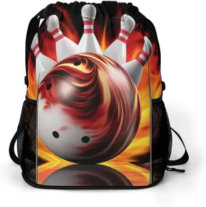 Bowling Ball Drawstring Backpack Draw String Bag Sports Gym Bags Cinch Bag Gift Bags Travel Sackpack