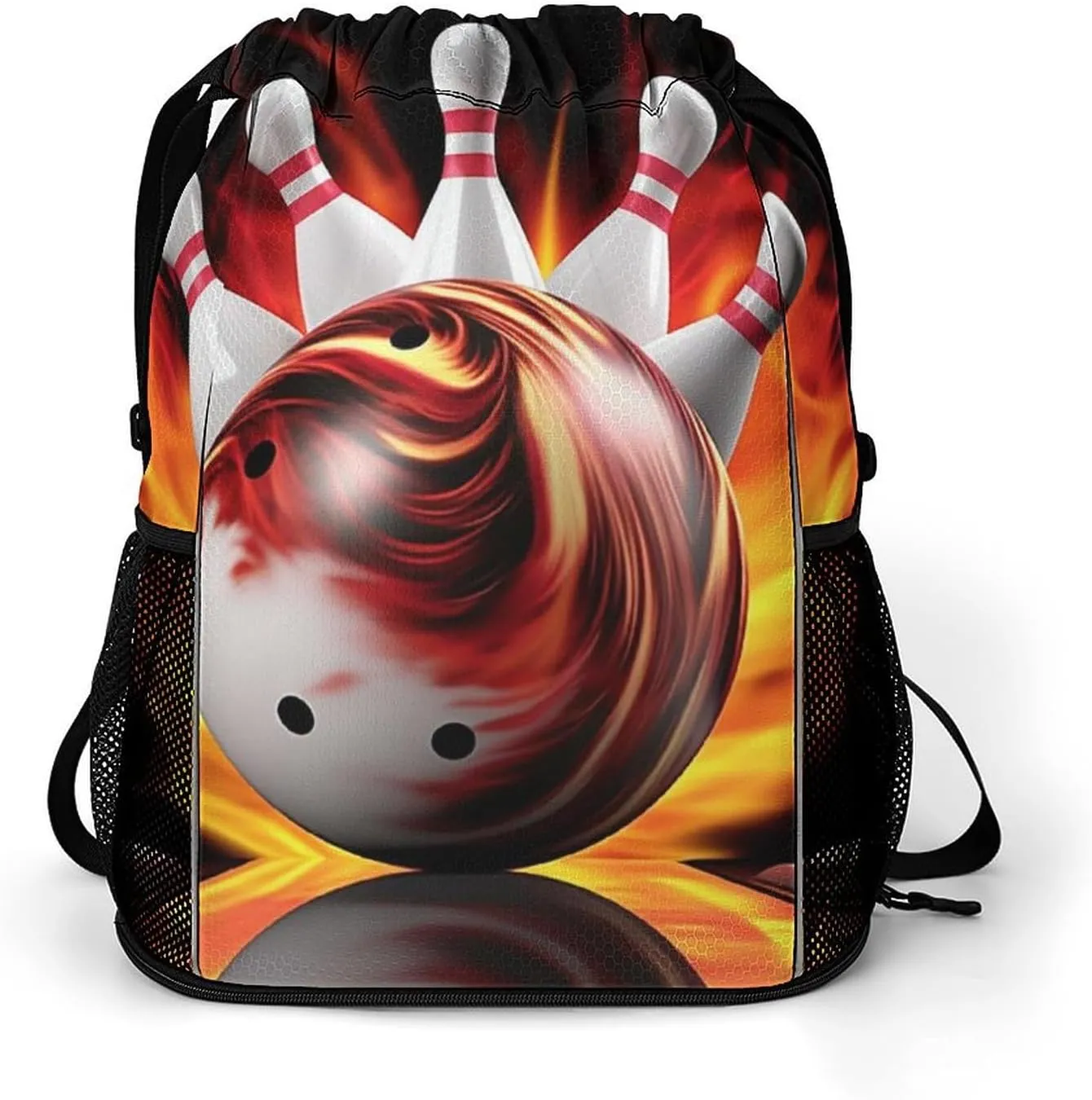 Bowling Ball Drawstring Backpack Draw String Bag Sports Gym Bags Cinch Bag Gift Bags Travel Sackpack