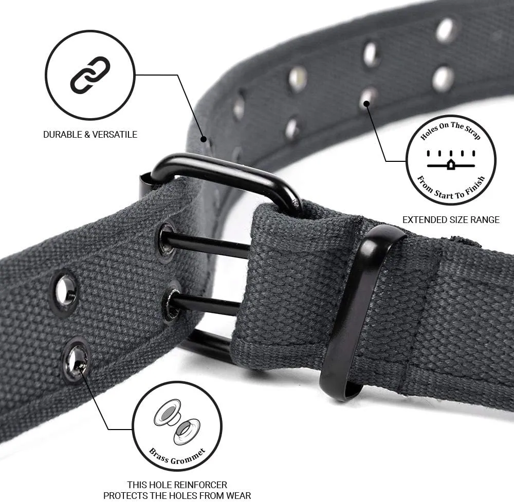Boxed Gifts Parquet Casual Canvas Belt - Double Hole, Double Grommets for Men & Women