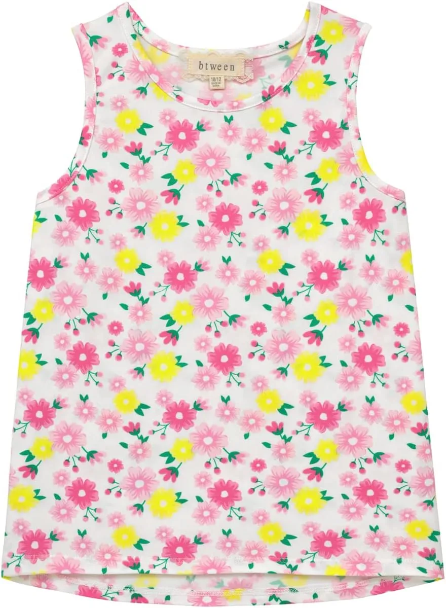 BTween Girls 4 Pack Fashion Summer Tank Top Cotton Blend Clothes Set - Mixed Colors