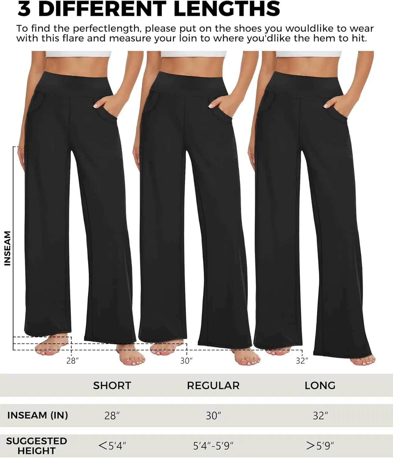 Buauty Wide Leg Pants for Women, Flowy Sweatpants Dressy Casual Black Trousers Trendy, Women Yoga Dress Workout Leggings