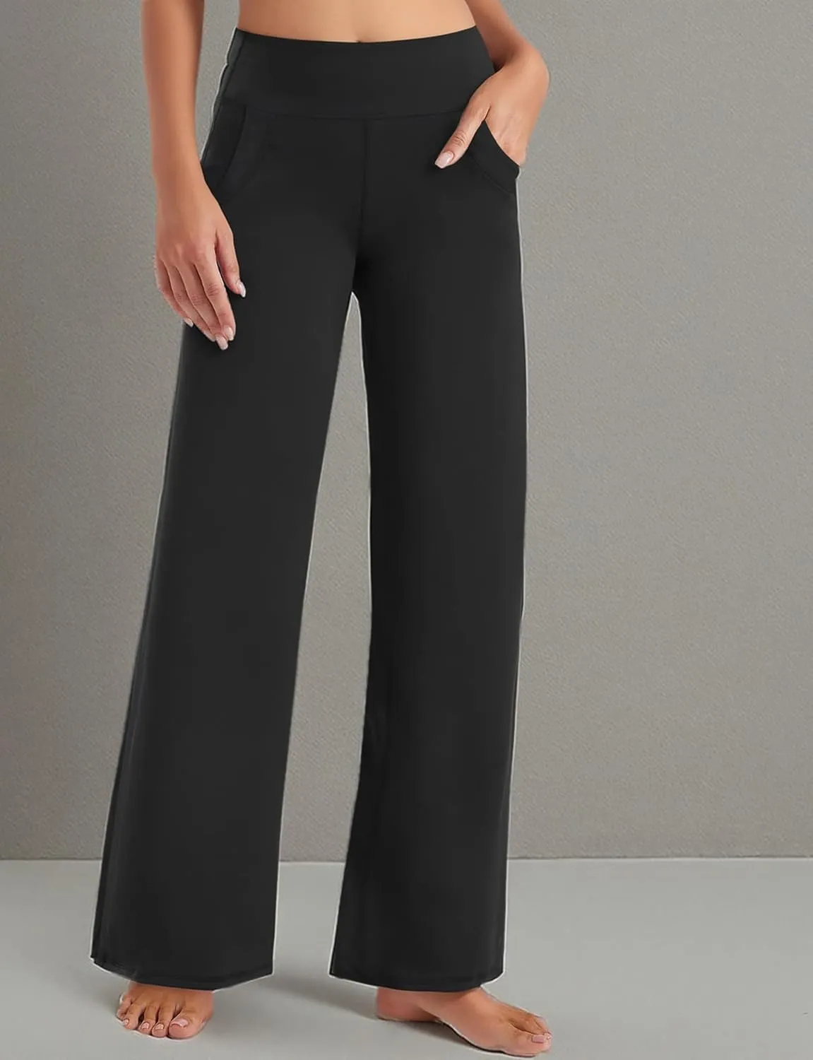Buauty Wide Leg Pants for Women, Flowy Sweatpants Dressy Casual Black Trousers Trendy, Women Yoga Dress Workout Leggings
