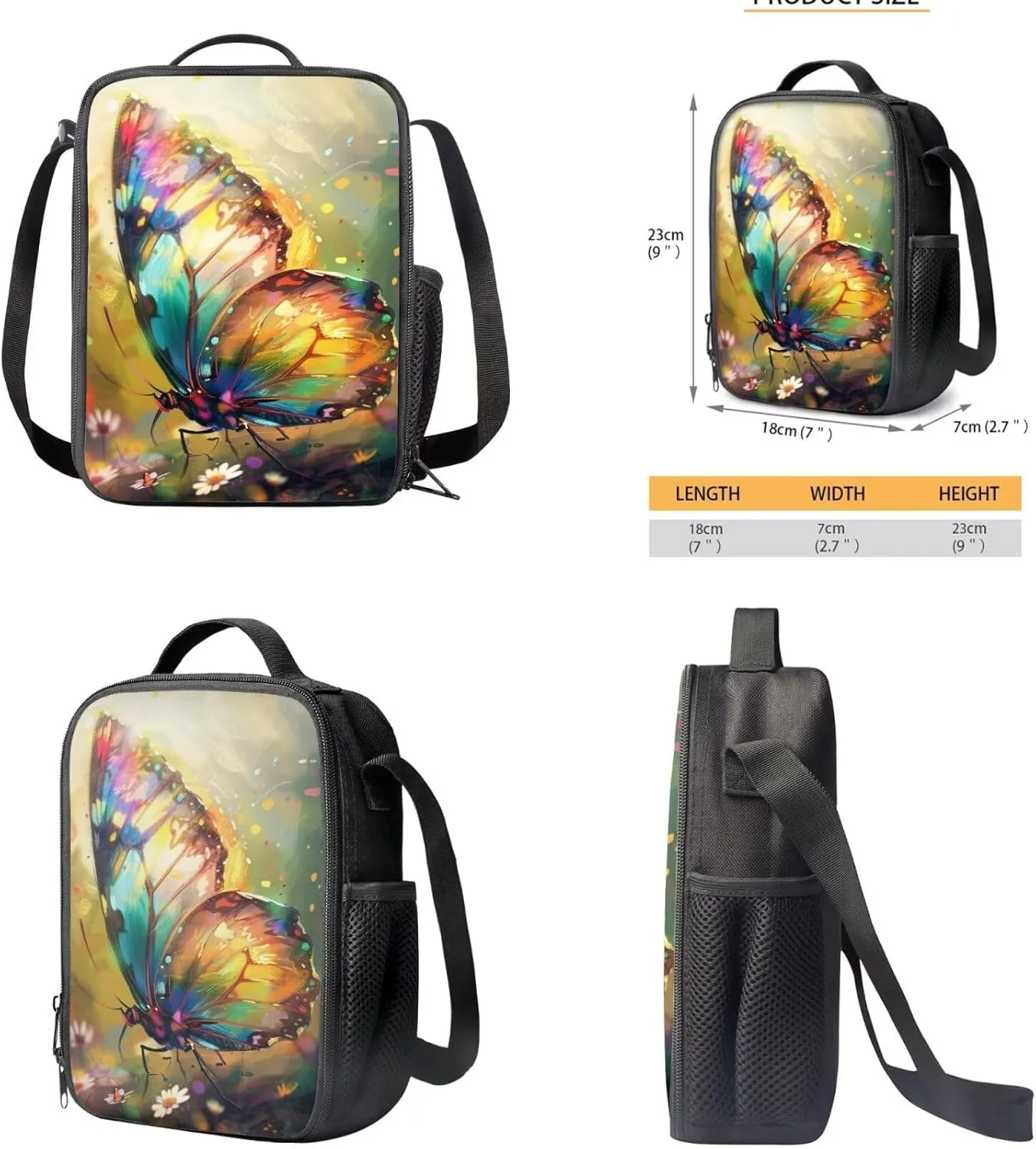 Butterfly School Bags Set for Girls School Bookbag with Pencilcase 3 in 1 Set Hiking Travel Daypack for Elementary Middle School Students Birthday Gifts for Kids