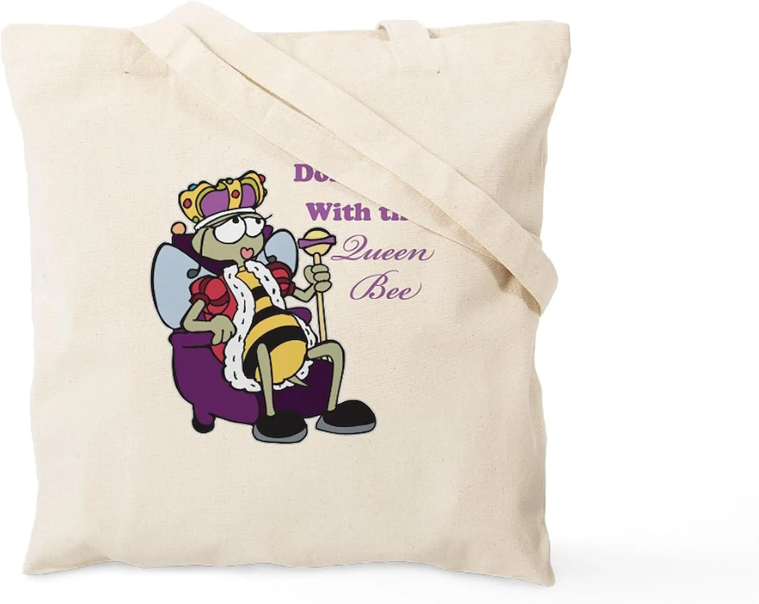 CafePress Don't Mess With Queen Bee Tote Bag Natural Canvas Tote Bag, Reusable Shopping Bag