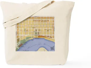 CafePress French Quarter Map Tote Bag Natural Canvas Tote Bag, Reusable Shopping Bag