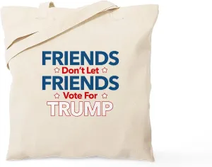CafePress Friends Don't Let Friends Vote Trump Tote Bag Natural Canvas Tote Bag, Reusable Shopping Bag