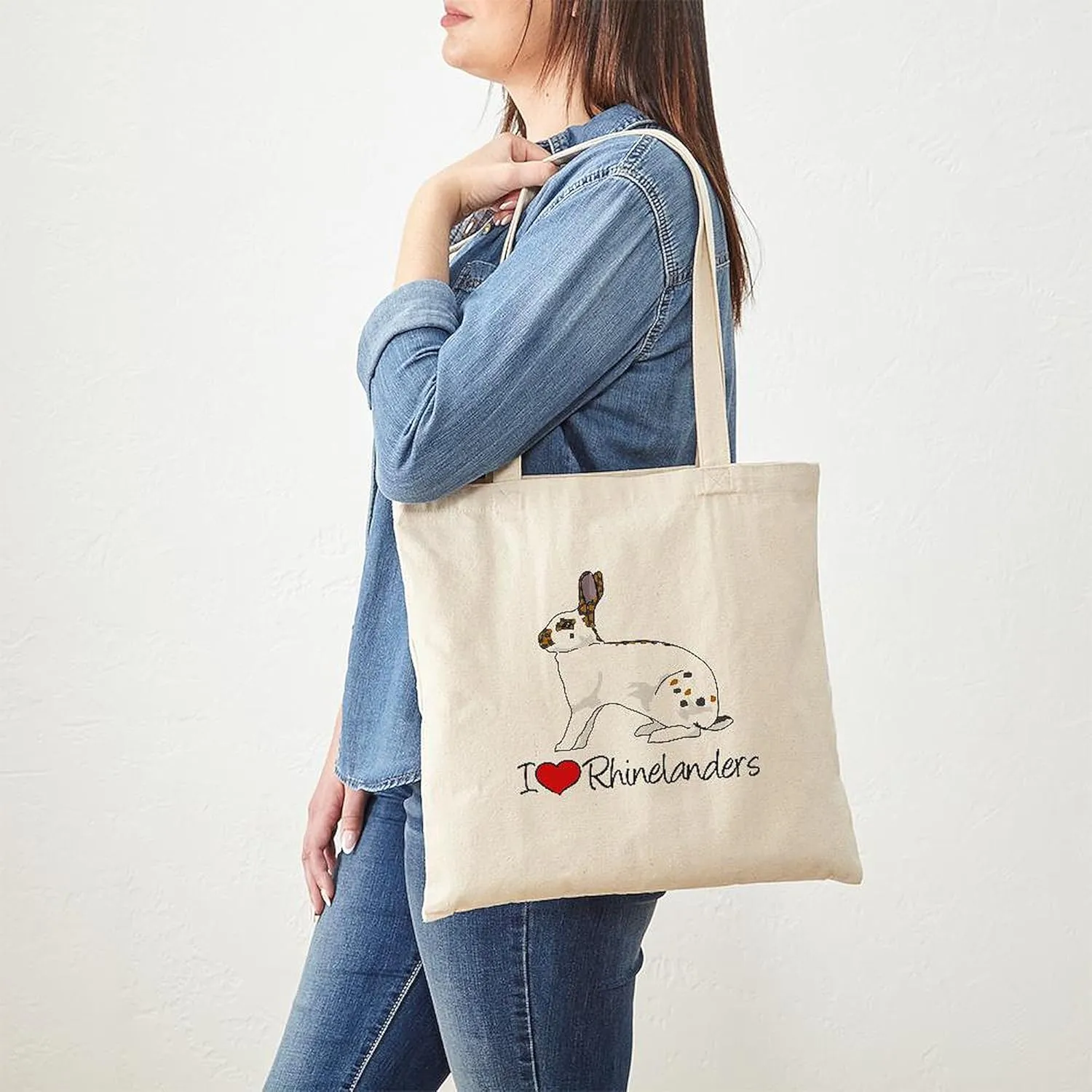 CafePress I Heart Rhinelander Rabbits Tote Bag Natural Canvas Tote Bag, Reusable Shopping Bag